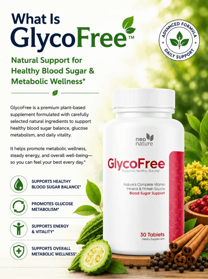 GlycoFree informational graphic outlining metabolic and blood sugar benefits
